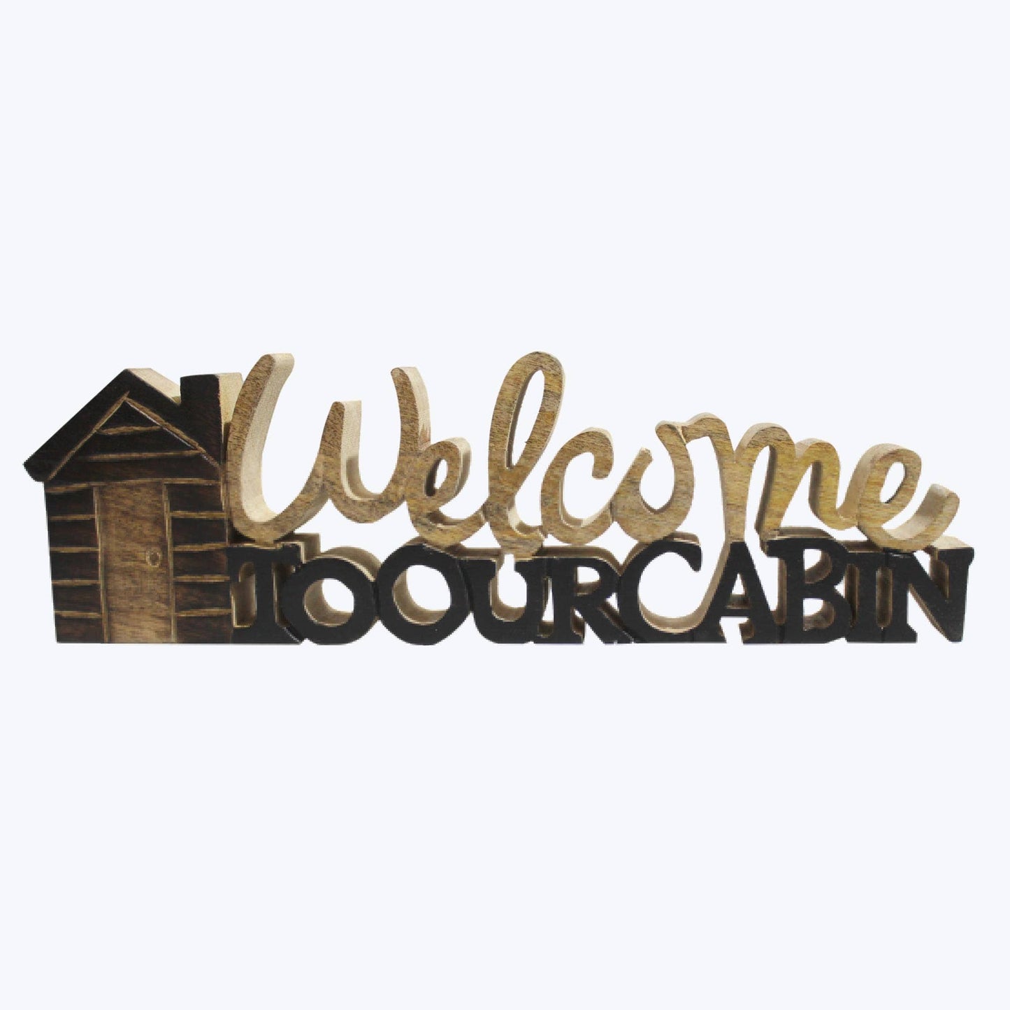 Mango Wood Welcome to Our Cabin Sign (SKU#: 23300)
