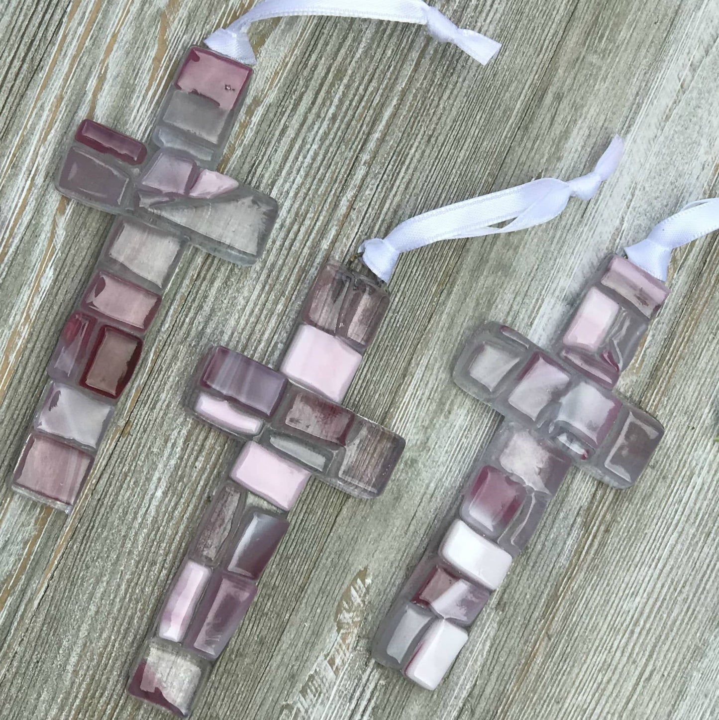 Baby Girl Gift: Handmade Mosaic Glass Cross 4484