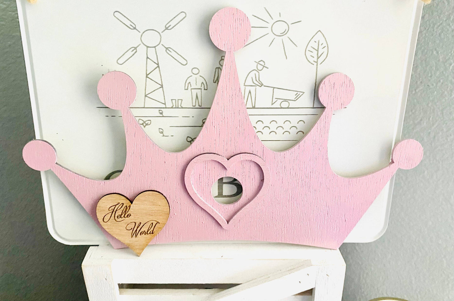 14 Piece Handmade Wood Princess Tiara Baby Milestone Se