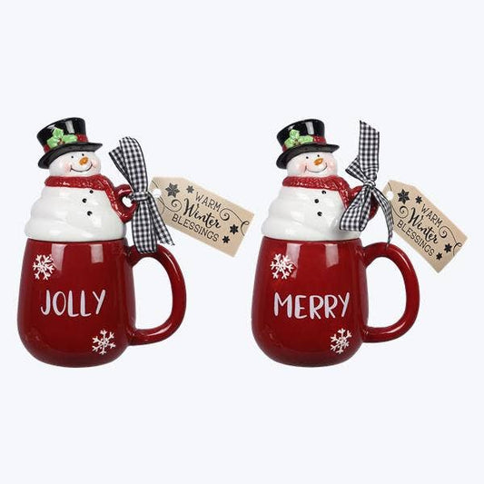 Ceramic Christmas Mug with Snowman  Lid