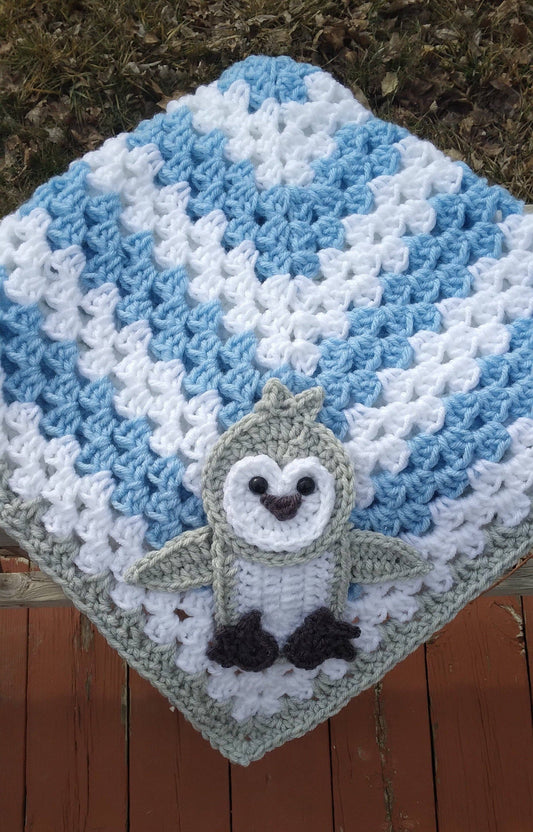 Baby Blanket with Penguin Applique