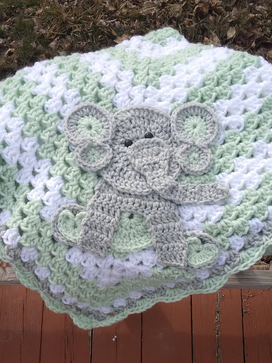 Baby Blanket with Elephant Applique