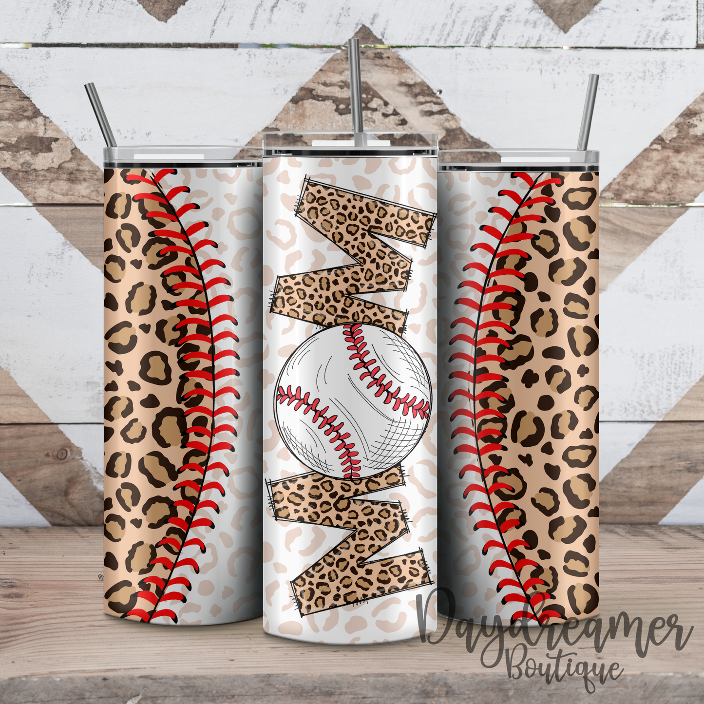 Leopard Baseball Mom Tumbler